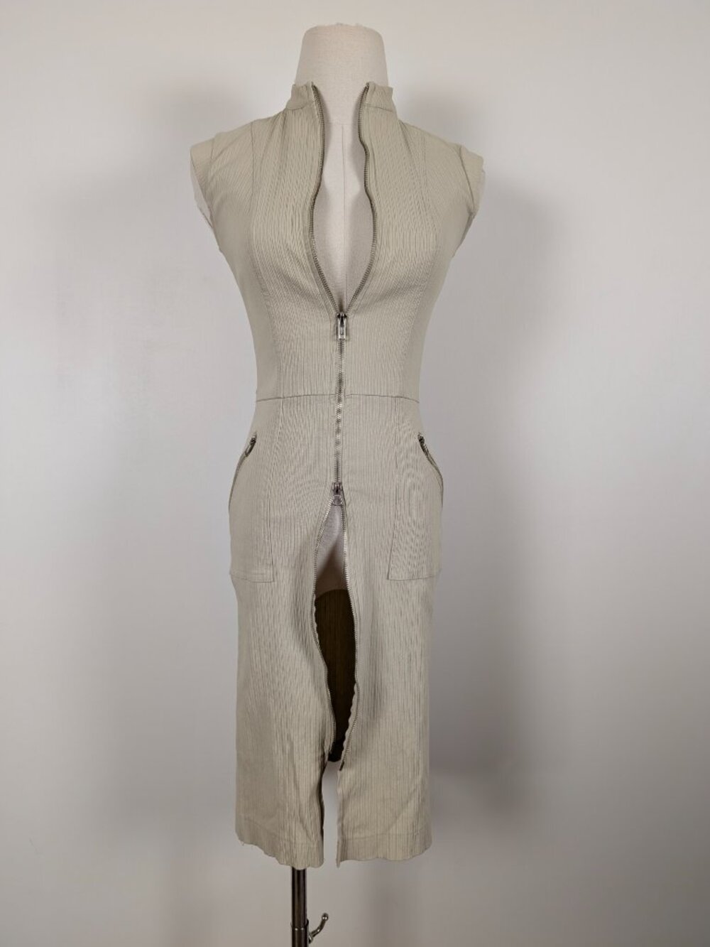 90s Le Chateau Fitted Midi Dress Size XS Stretchy Ribbed Semi-Formal - Picture 8 of 14